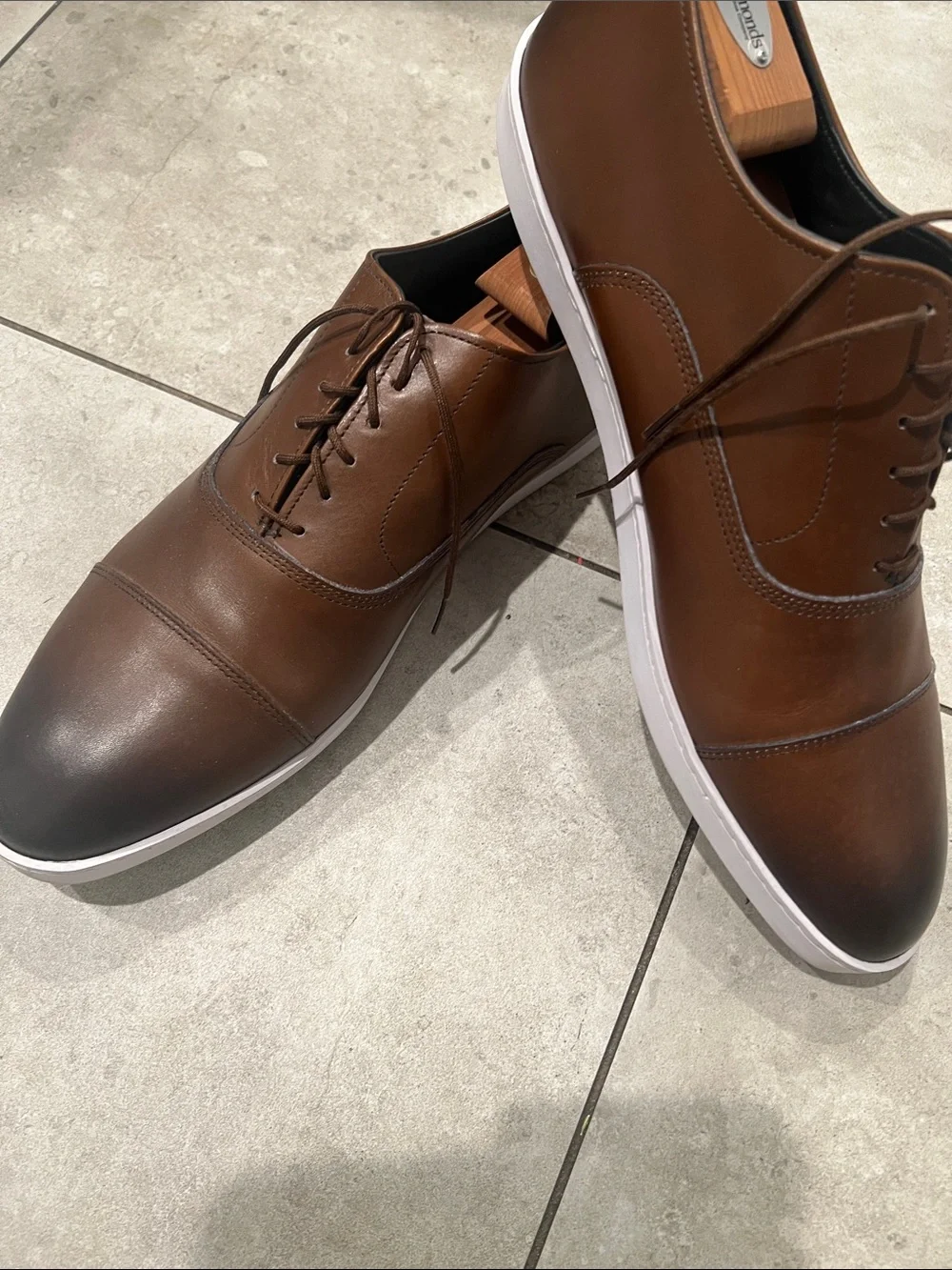 Allen Edmonds Brown Leather Derby with White Rubber Sole
